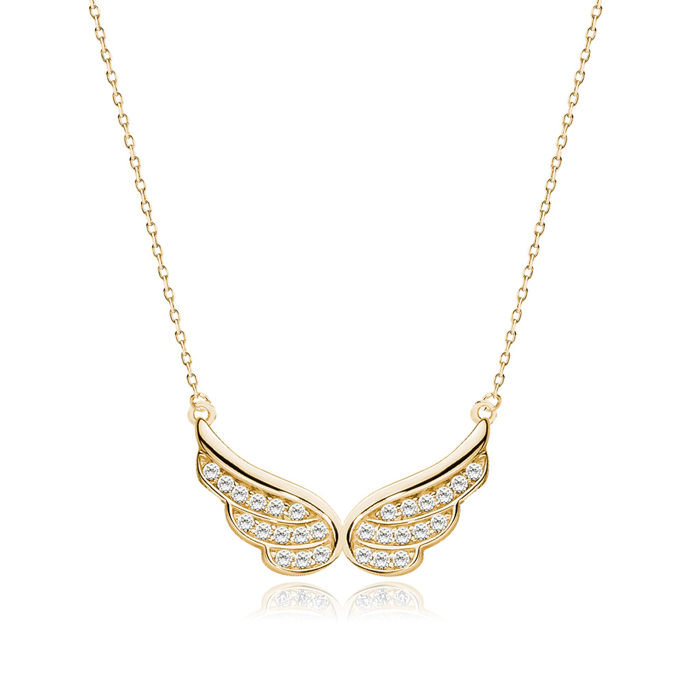 Colier argint placat cu aur galben cu aripi si pietre DiAmanti Z1320N_G-DIA Colier argint placat cu aur galben cu aripi si pietre DiAmanti Z1320N_G-DIA